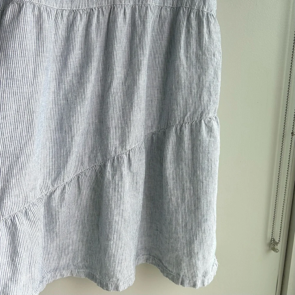 LUCKY BRAND sleeveless blue white striped linen v-neck dress - Picture 4 of 7
